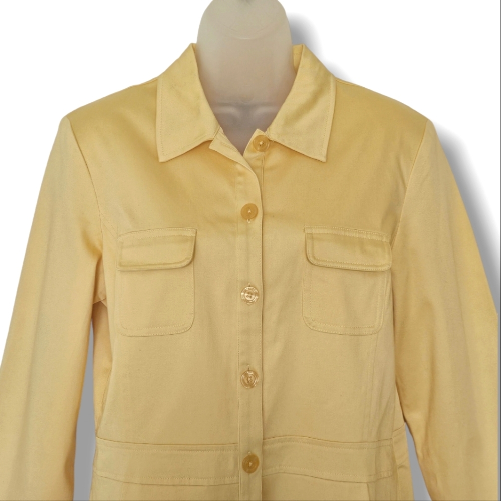 Dialogue Button Front Blazer Jacket Light Yellow … - image 6